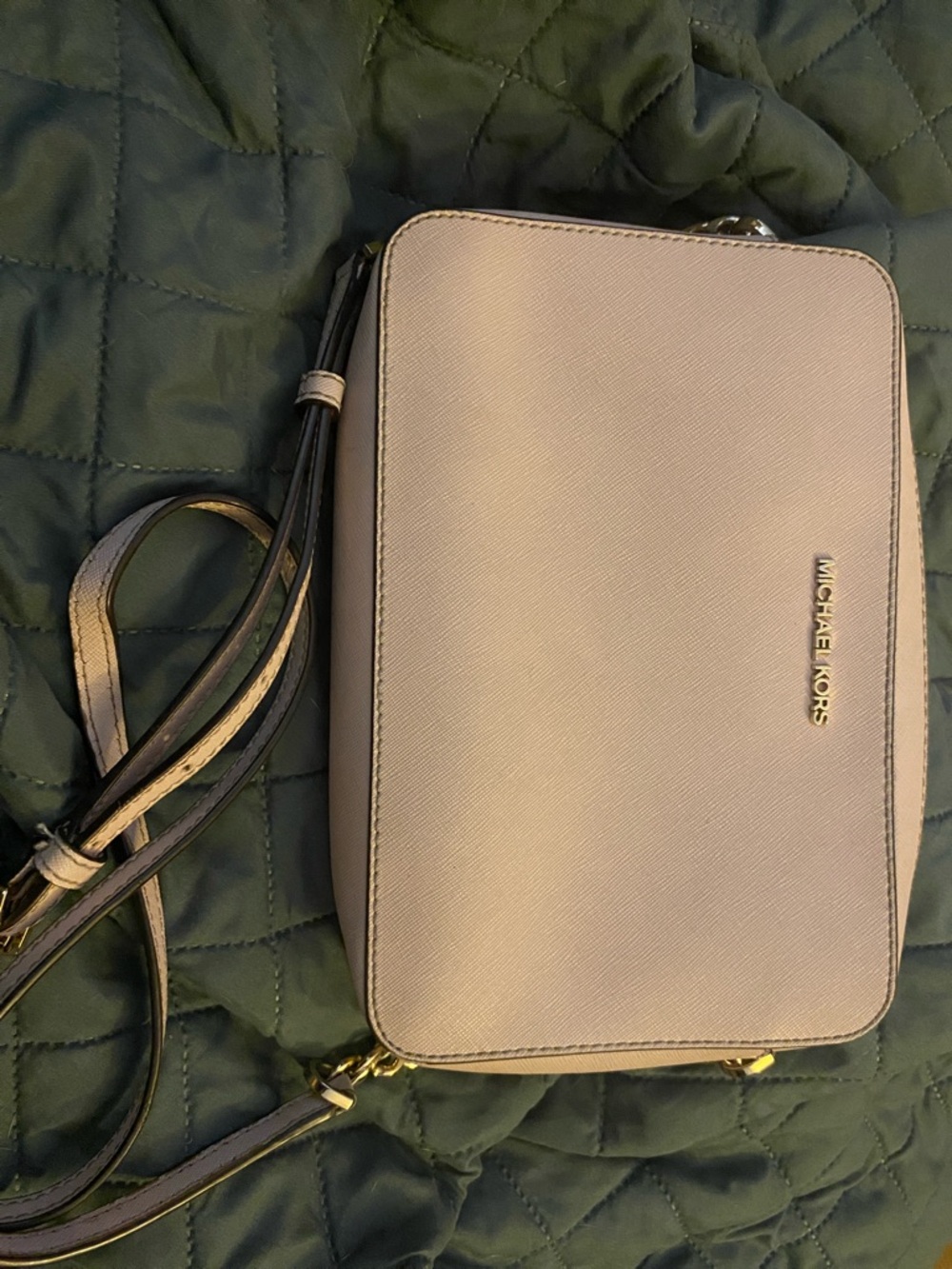 Michael Kors Crossbody Bag in Light Taupe with Gold Hardware